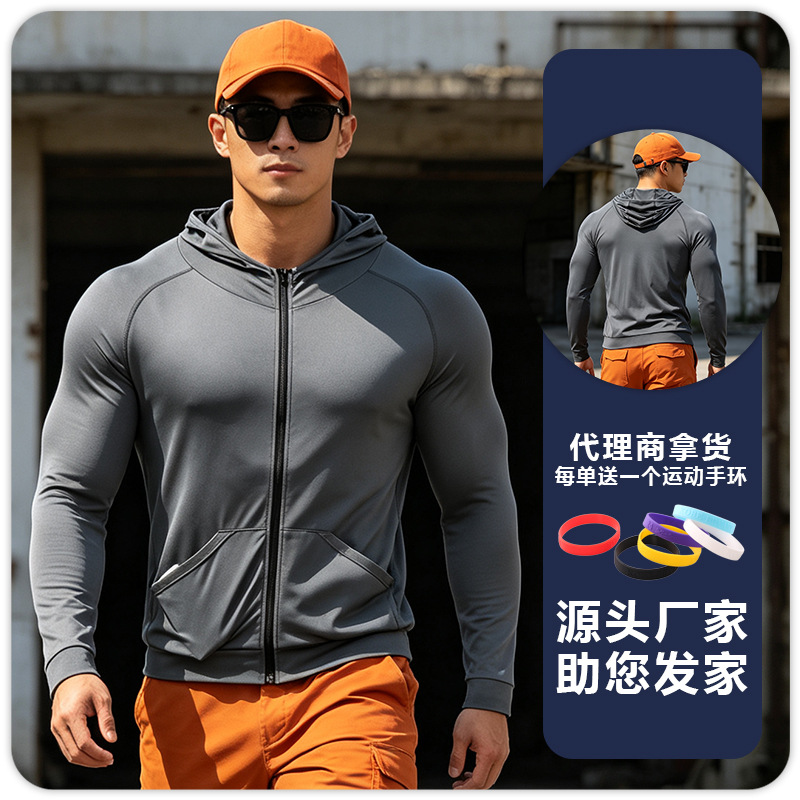 B5901 camiseta deportiva de hombre, camiseta encapuchada de manga larga, chaqueta de entrenamiento de baloncesto, carrera, ropa de fitness