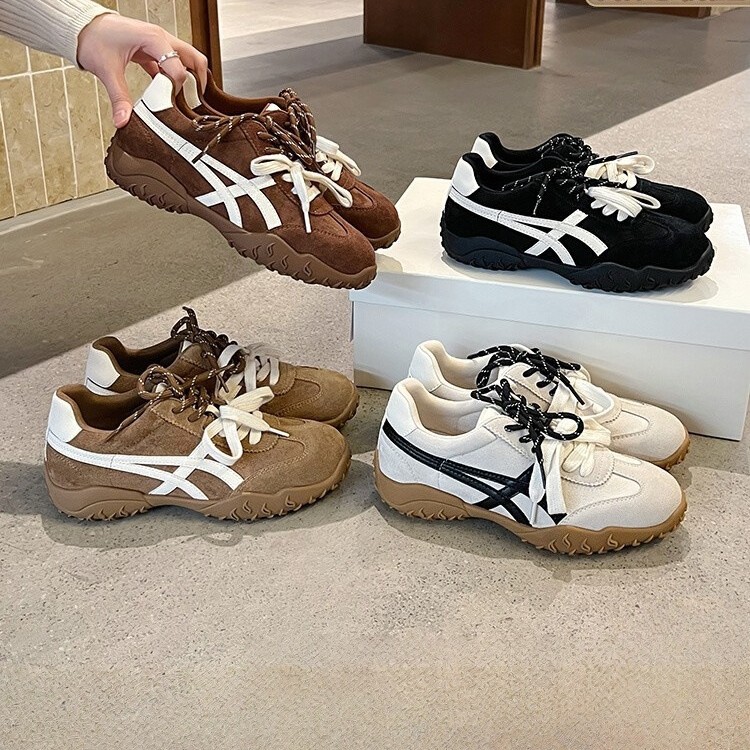 Uncle's Same Style Genuine Leather Thick-Soled Height-Increasing Moral Training Shoes for Women, New Autumn and Winter Versatile Fashion Casual Shoes, Sports Shoes for Women