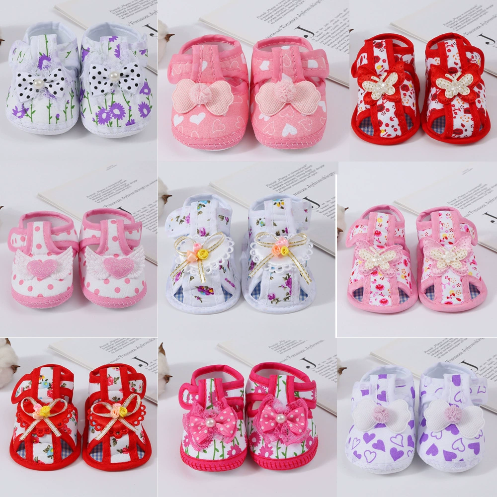 Детские сандалии 0-1 год для девочек холодная обувь ходки обувь мягкая подошва дышащая нескользящая летняя новая TEMU горячая продажа