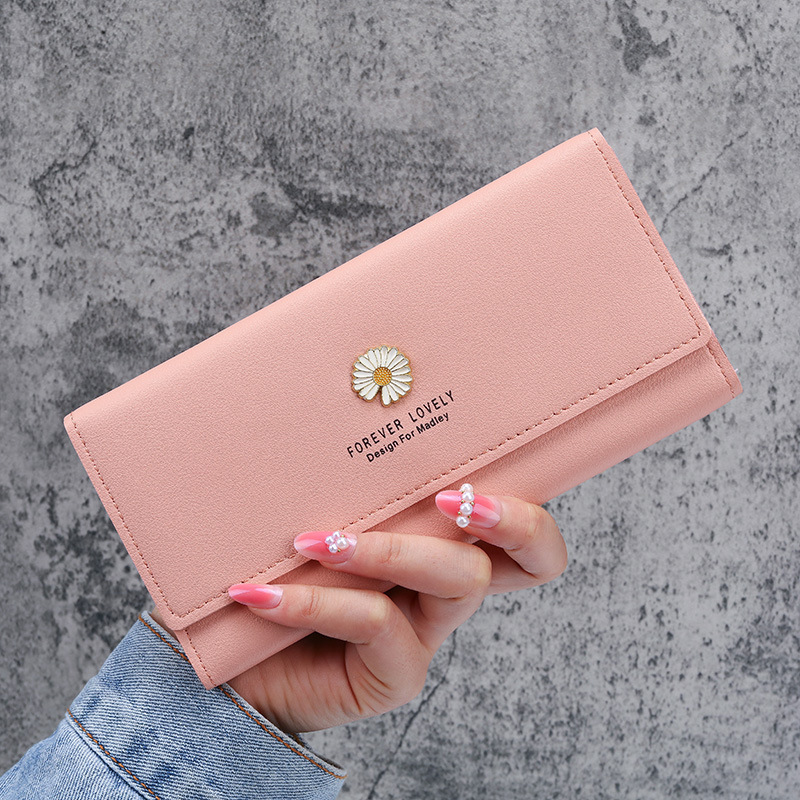 2021 Korean Version Wallet for Women, Large Capacity with Zipper, Simple Daisy Versatile Clutch, Phone Bag, Fashionable Versatile