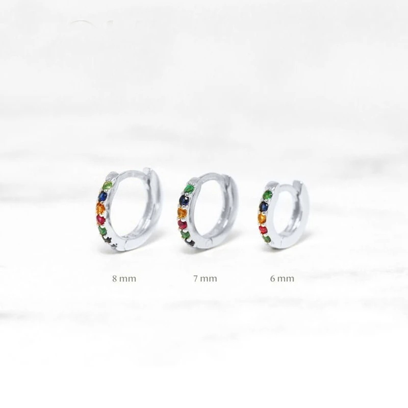 European And American Single Row Colorful Zircon Earrings Trendy Simple Geometric Fashion Diamond Earrings display picture 8