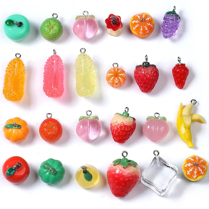 Оптовая продажа милый симулятор смолы акриловый стерео полустерео фрукты подвеска diy ожерелье браслет брелок