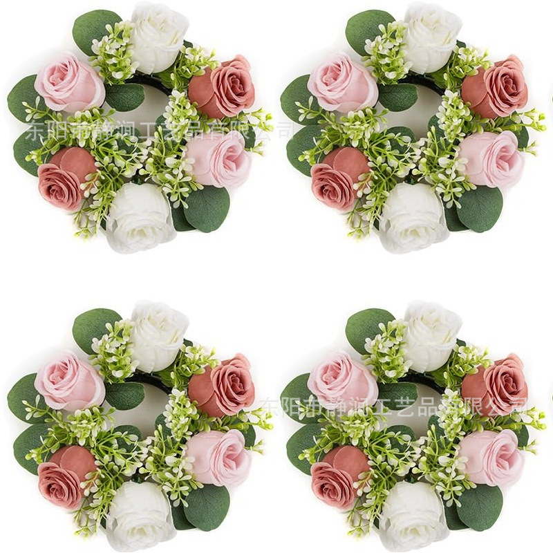 Cross-Border Artificial Rose Eucalyptus Candlestick Wreath Dining Table Banquet Decorations Wreath Home Decor Amazon Cross-Border Artificial Rose Eucalyptus Candlestick Wreath Dining Table Banquet Decorations Wreath Home Decor Amazon