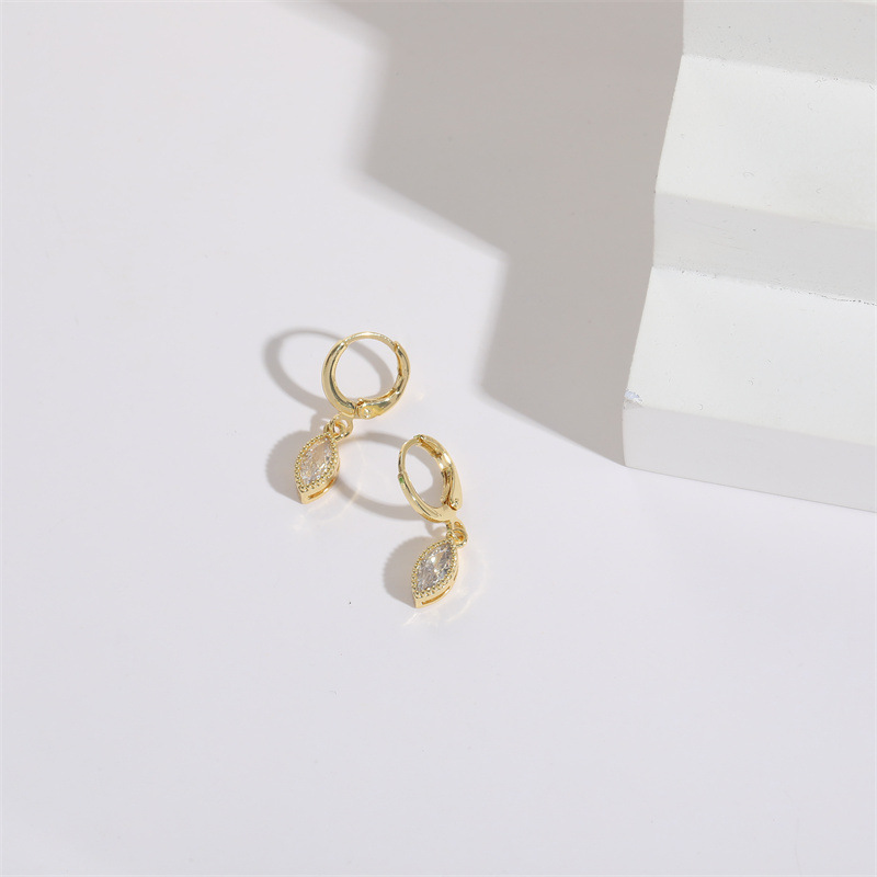 Simple Style Geometric Copper Gold Plated Zircon Drop Earrings 1 Pair