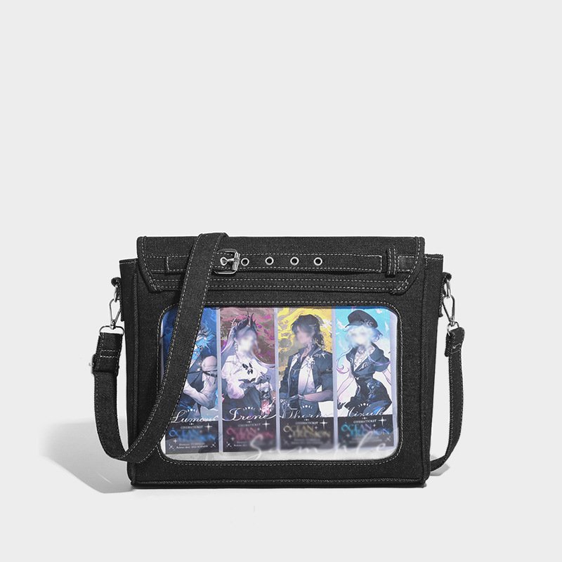 Cross-Border Transparent Tote Bag for Women 2026 New Large-Capacity Denim Small Square Bag Two-Dimensional Single Shoulder Crossbody Doll Bag