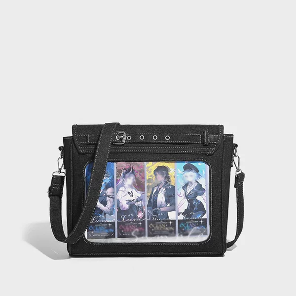 Cross-Border Transparent Tote Bag for Women 2026 New Large-Capacity Denim Small Square Bag Two-Dimensional Single Shoulder Crossbody Doll Bag