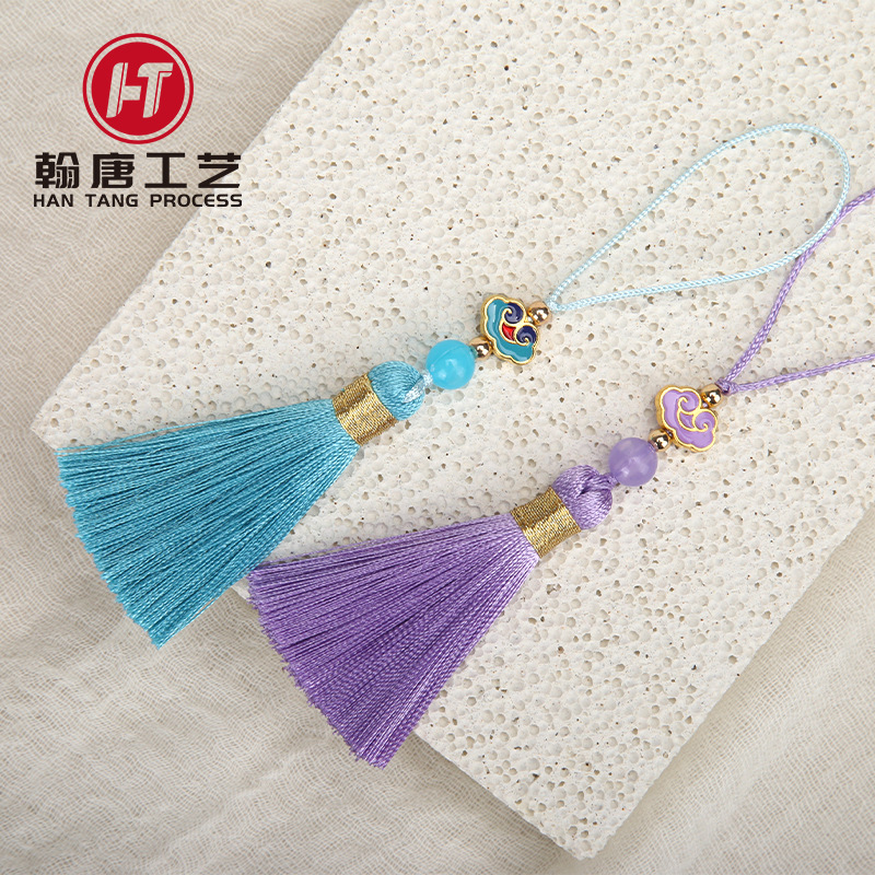 6cm Xiangyun Small Tassel Fringe Handmade Jewelry Decoration Pendant Mobile Phone Shell Pendant Bookmark Hairpin Accessories