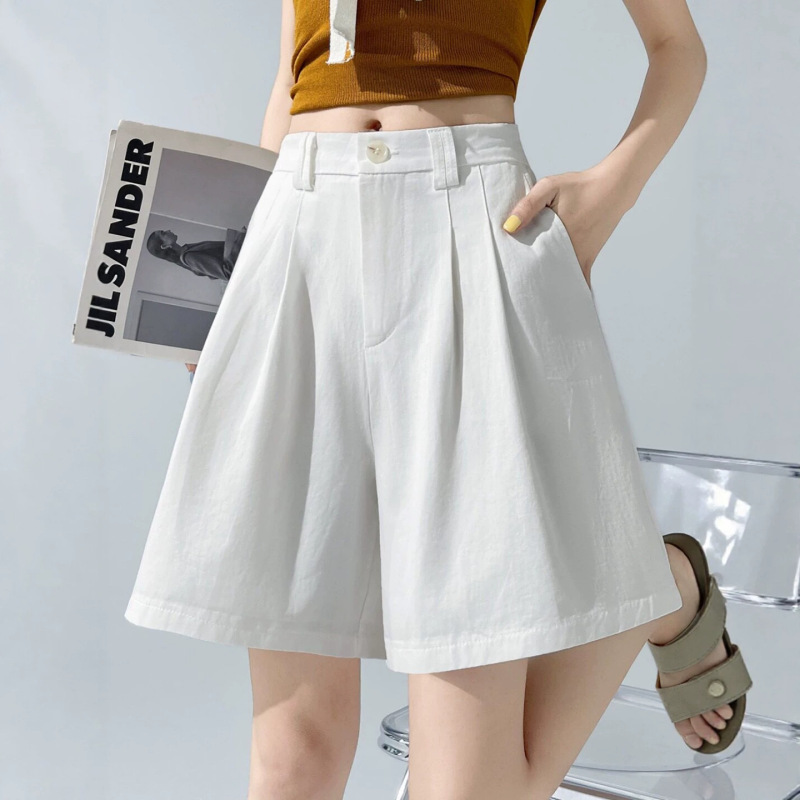 2026 Summer Cotton Suit Shorts for Women, New Casual Loose A-Line Wide-Leg Five-Point Pants for Summer Wear 12172