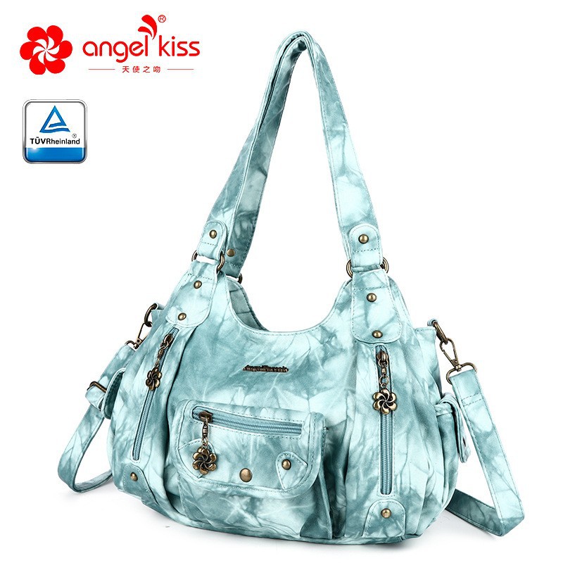 Amazon nuevo multi-funcional bolso de las mujeres multi-color tie-dyed pu casual hombro bolsa de mensajero al por mayor