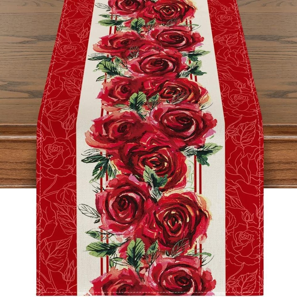 Novedad transfronteriza: Camino de mesa de lino estampado, decoración para sofá, ambiente festivo, estilo nórdico, tira larga.
