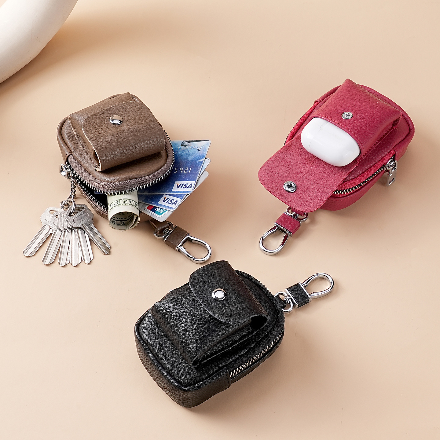 Nuevo mini cintura portable bolso de llaves para hombres casuales portable bolso de almacenamiento de auriculares compacto monedas bolso de cambio mujer