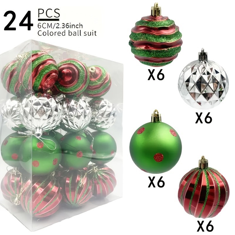 Spot 6CM bola de Navidad rojo verde plata en forma especial pintado de plástico galvanizado bola de Navidad árbol de Navidad decoración de Navidad