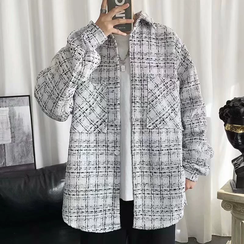 Прилив, осенняя рубашка, тенденция шерстяное пальто, оверсайз, стиль Chanel