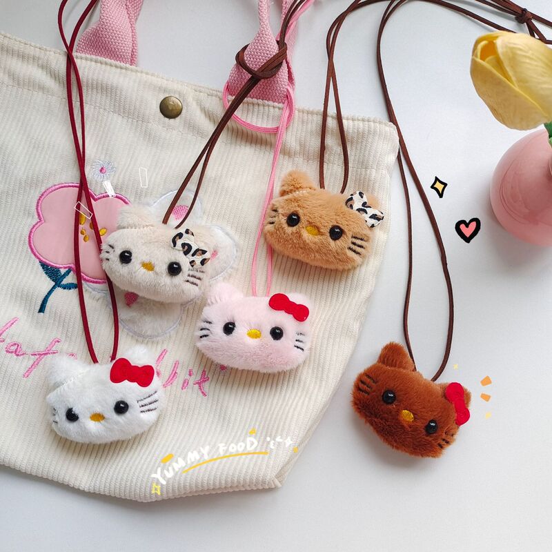Cartoon Squeaky Cute Plush Kitty Cat Doll Hanging Ornaments Autumn and Winter Neck Sweater Doll Necklace Mobile Phone Chain