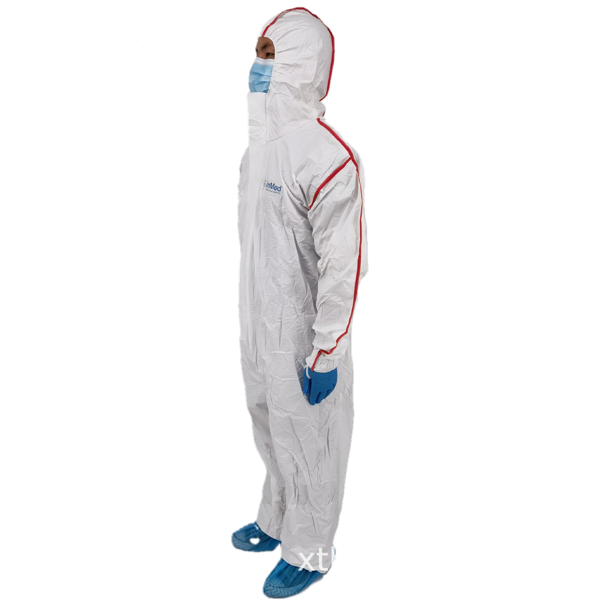 一次性包边防护服防尘工作服连体带帽养殖场喷漆装修防水防油污