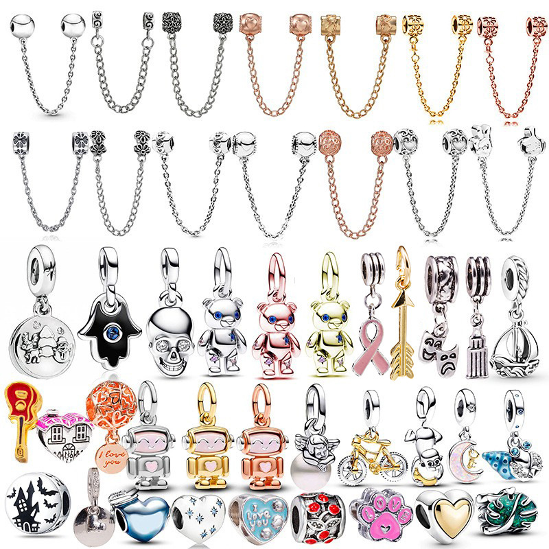 Panjiadora Hot Diy Safety Chain Robot Bear Pendant Suitable for Making Bracelet Bracelet Pendant