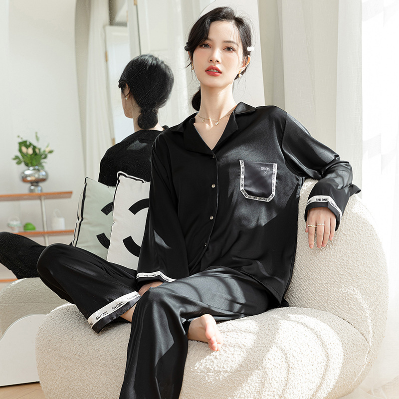 SOURCE factory goods 2024 spring new pajamas women's ice silk one-piece delivery TikTok live streaming pocket letter home wear SOURCE factory goods 2024 spring new pajamas women's ice silk one-piece delivery TikTok live streaming pocket letter home wear