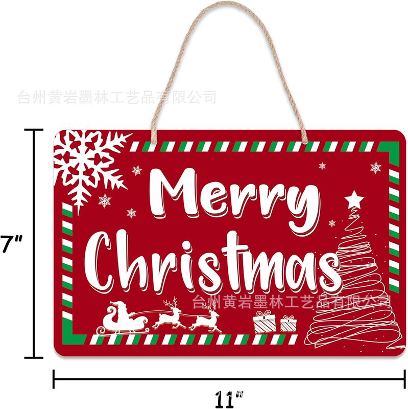 Wooden Crafts Christmas Creative Home Logo Door Decoration Wall Hemp Rope Hanging Sign Door Sign Uv Printing Pendant