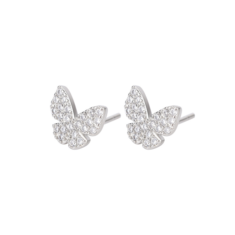 Butterfly Pattern Women'S Gender Inlay Design 1 Pair Elegant Butterfly Inlay Copper Zircon Ear Studs