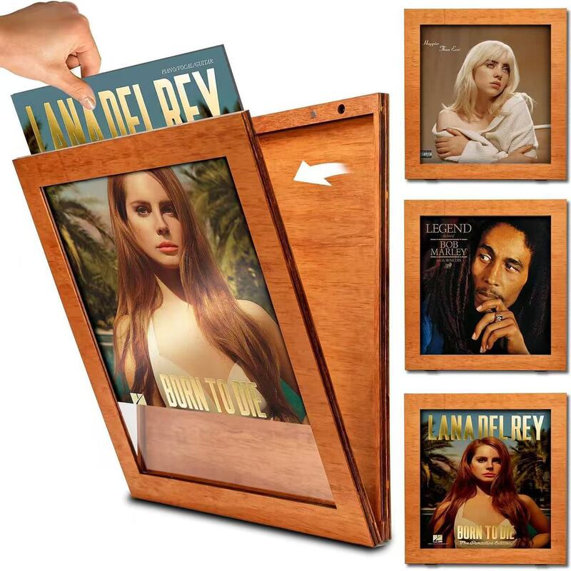 Customized Vinyl Record Collection Photo Frame Wooden Wall-Mounted Wall Decoration Display Frame Celebrity Cd Magazine Photo Frame