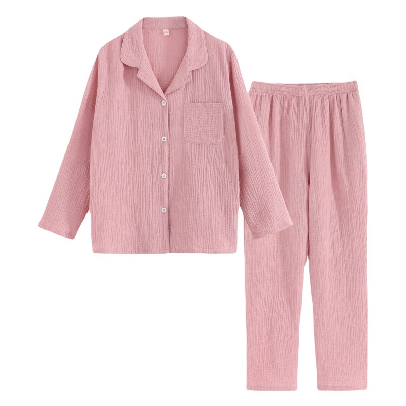 Pijamas de algodón de manga larga de las mujeres de primavera y otoño 2022 nueva de dos piezas larga suelta pareja casual ropa para el hogar