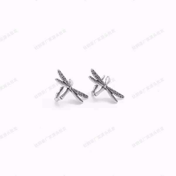 Fashionable Titanium Steel Simple Dragonfly Non-Pierced Ear Clips Punk Style Ear Cuffs Earrings Titanium Steel Jewelry Wholesale