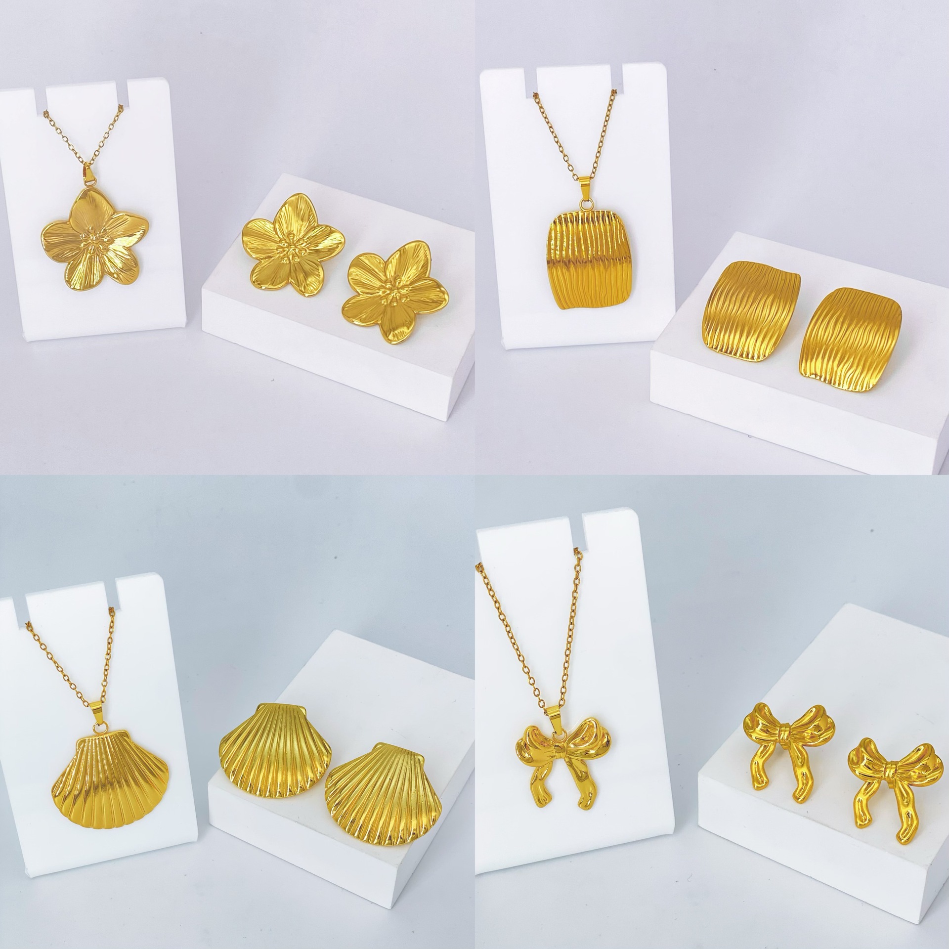 Exquisite Irregular Luxury Creative Polygonal Geometric Leaf Texture Flower Heart Earrings_voghion.com