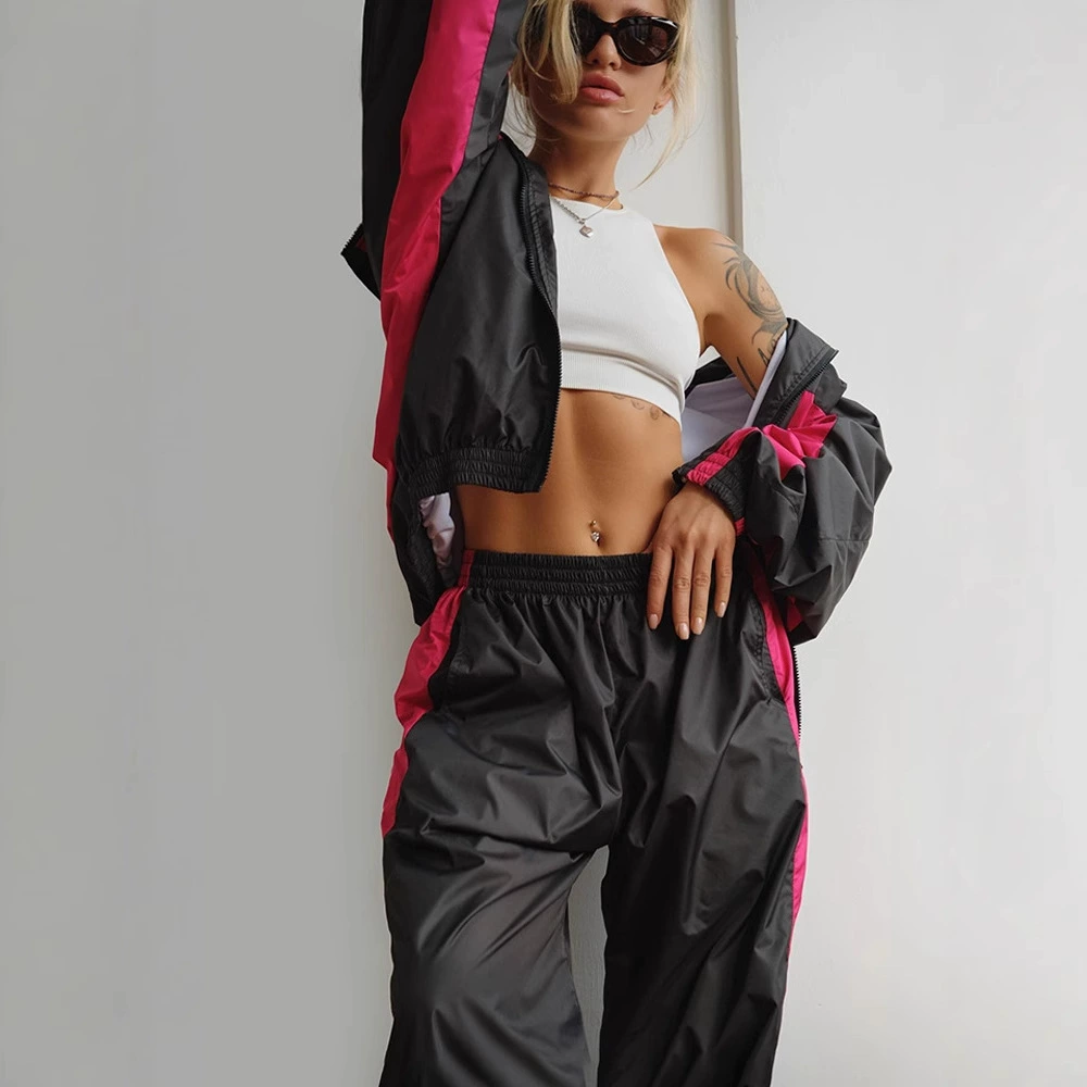 Set, long-sleeve with zipper, cardigan, trousers, sports suit, European style, loose fit