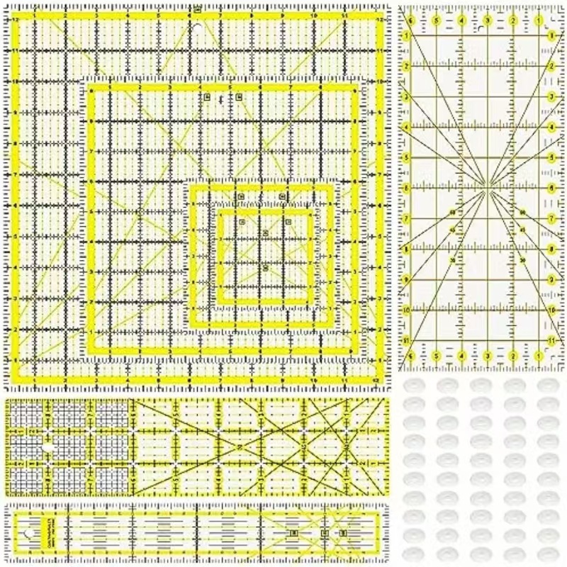Venta al por mayor de todo tipo de plantillas huecas de formas especiales spot acrílico tallado CNC nueva regla de mosaico de siete piezas