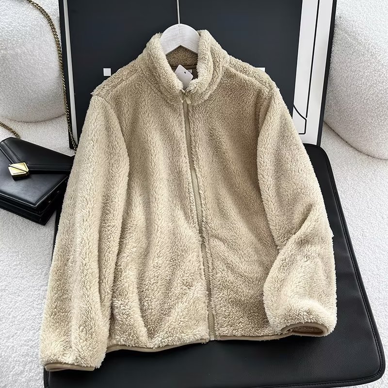 Chaqueta larga de felpa, manga larga, felpa coral, ropa de abrigo corta para otoño e invierno para mujer 479611/449753/439138