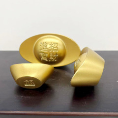 Solid brass ingot ornament, gold-plated ingot piece, fortune-bringing ingot, living room and office decoration, opening and relocation gift
