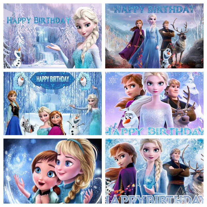 アナと雪の女王の誕生日パーティークロスボーダー写真背景漫画子供の新しい背景リビングルーム|undefined