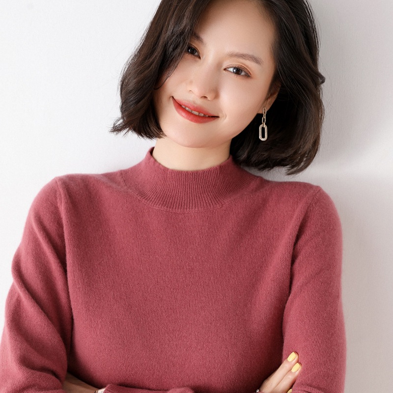 Woolen sweater, short knitted set, high collar, oversize