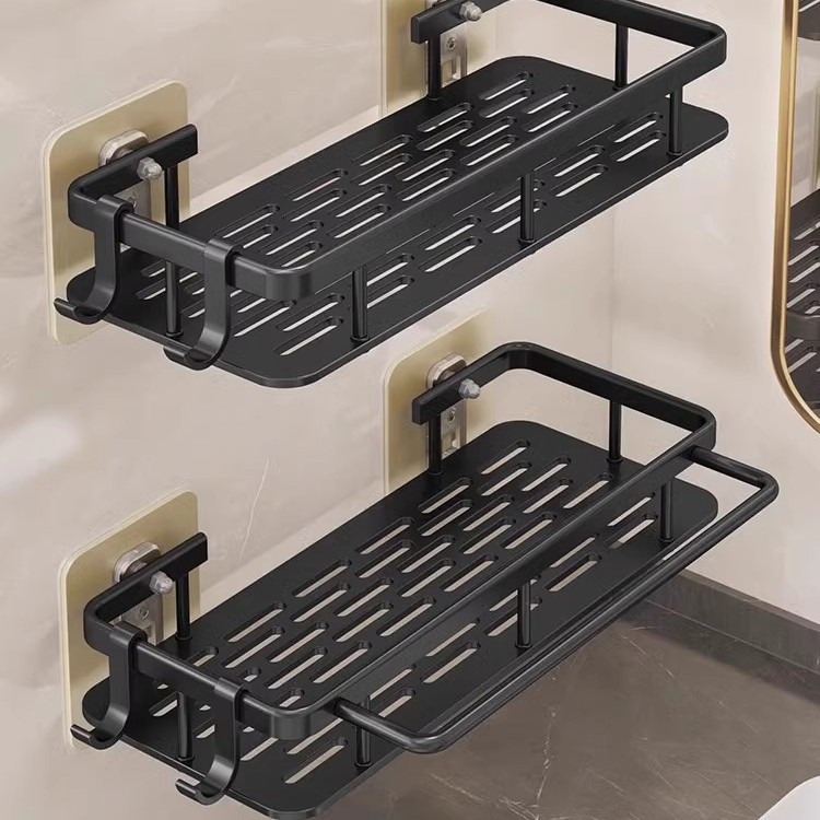 Bathroom Wall-Mounted No-Drill Toilet Washroom Sink Wall Storage Shelf Bathroom Plastic Storage Rack