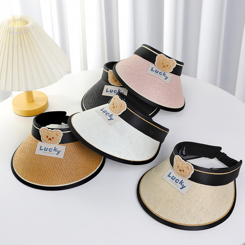 Selected Children's Hats, Children's Summer Sun Hat with Wide Brim, Sunshade Hat, Open Top, Breathable, Cute for Boys and Girls
