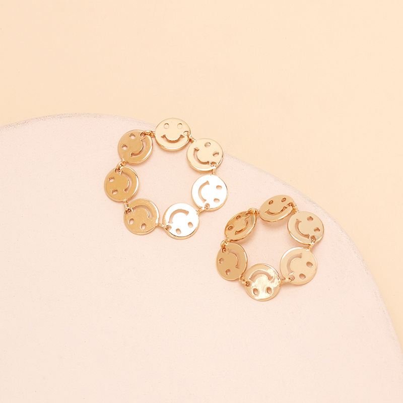 2g Weight Women'S Gender New Fashion Retro Geometric Sequin Smile Joint Ring Wholesale Nihaojewelry 3