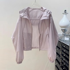 気質通気性日焼け防止服女性の薄いカーディガン日焼け防止ジャケット 2025 新しい夏のフード付き日焼け防止服小柄な人向け