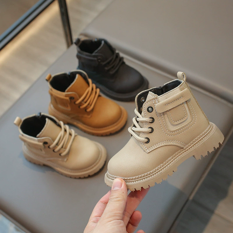 Детские кожаные сапоги ретро мягкая подошва водонепроницаемая детская молния в британском стиле короткие сапоги для мальчиков и девочек Martin сапоги для детей
