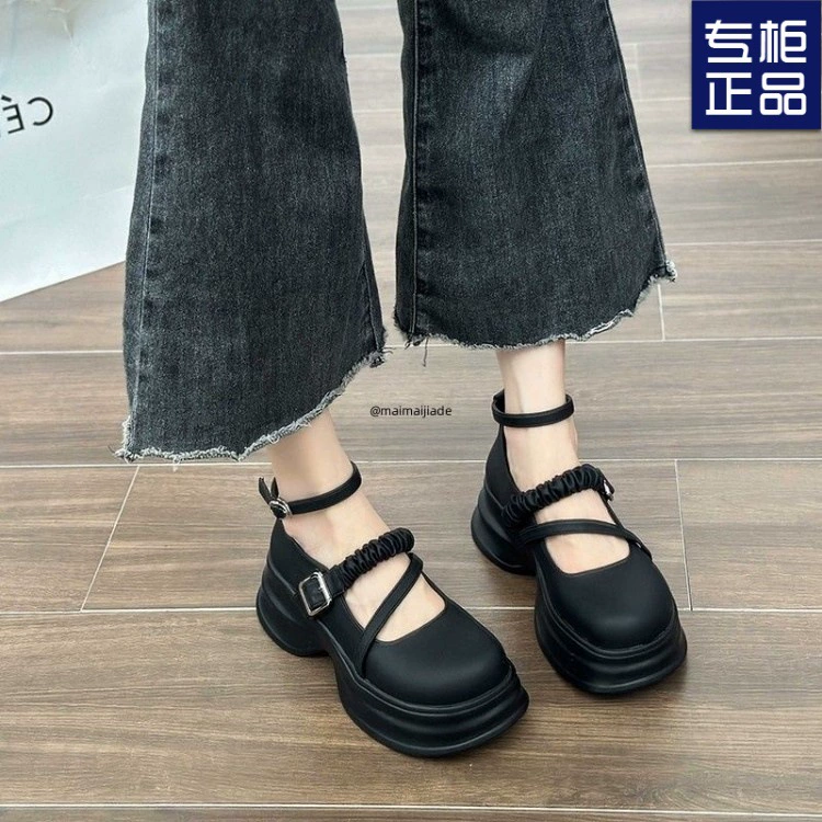 Весенние туфли-лодочки на высоком каблуке для миниатюрных женщин, новый стиль 2025 года с массивным каблуком.