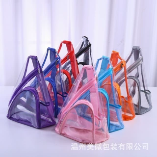 跨境新款斜挎包EVA透明果冻包时尚百搭大容量可视单肩三角手提包
