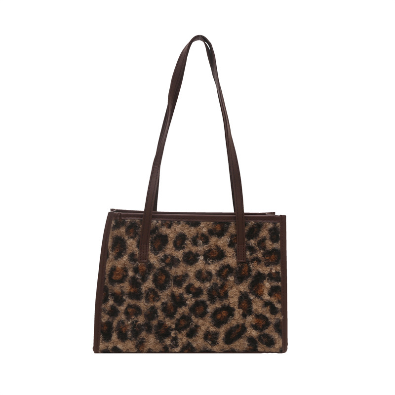 Leopardo tela de peluche bolso de mano para mujeres 2024 otoño nueva moda coreana moda bolso de hombro relajado bolso axilar