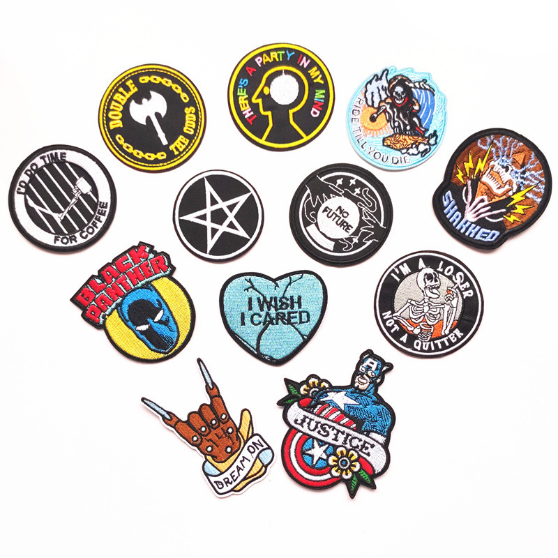 跨境爆款补丁贴patch刺绣布贴圆形徽章手指绣花贴章补洞贴装饰贴