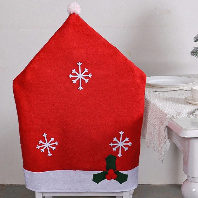 Decoraciones navideñas no tejidas cubierta de silla de nieve cubierta de mesa de comedor sombreros festivos cubierta de silla