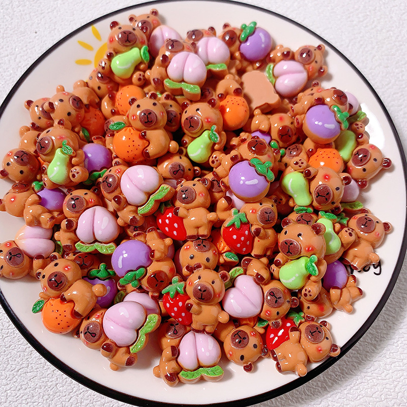 Nuevo cuero de tarjeta de dibujos animados, accesorios de resina de bricolaje de frutas, pegamento de crema, parche de carcasa para teléfono móvil, hebilla de zapatos, accesorios para el cabello, parche para refrigerador