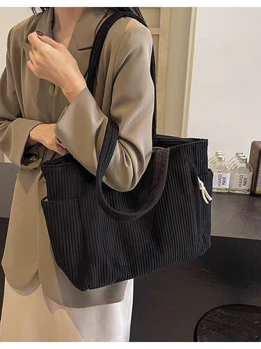 Women's Corduroy Bag Large Capacity New Autumn/Winter Casual Single Shoulder Shopping Bag with a Sense of Luxury Commuter Tote Bag