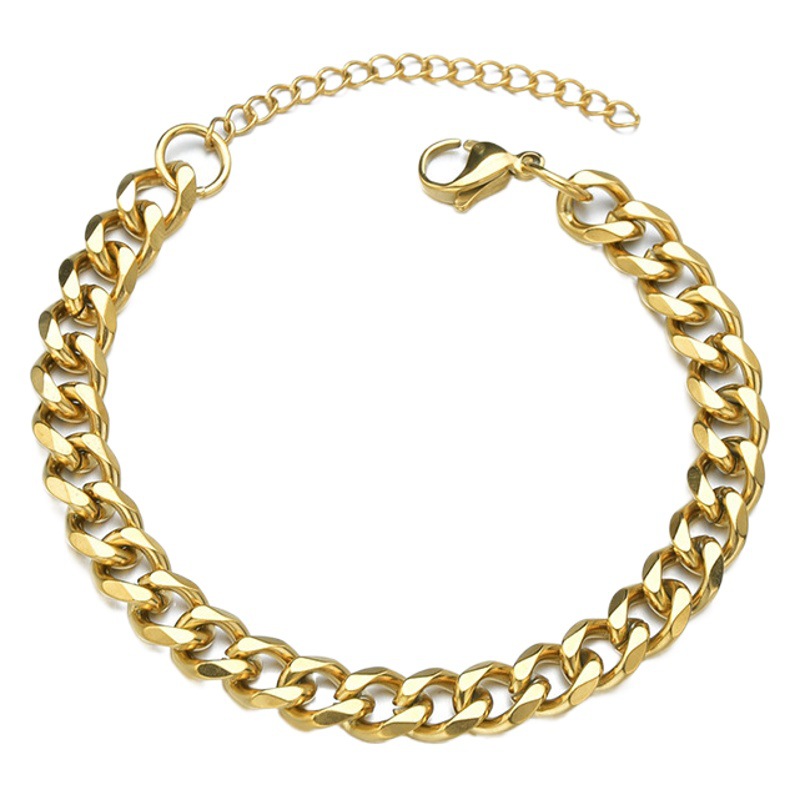 European and American men's titanium steel bracelet cross-border six-sided grinding Cuban bracelet simple personality bracelet trendy earth cool jewelry