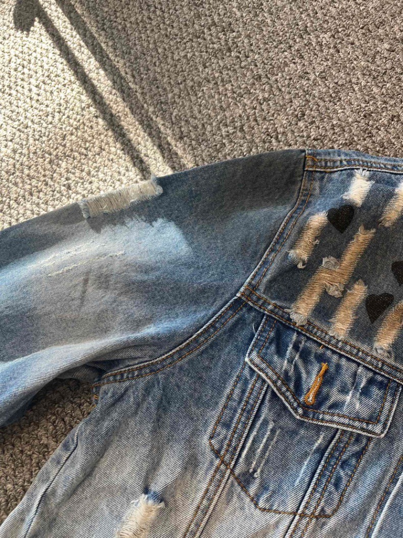 Men's Denim Jacket Gradient Print High Street Style Casual Coat_voghion.com