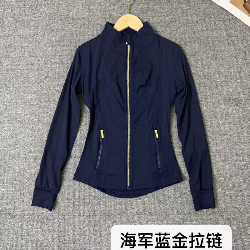 Stand Collar Gold Zipper Jacket Yoga Top Waist Slimming High Elastic Women's Quick-Drying Breathable Fitness Cross-Border Sports Jacket