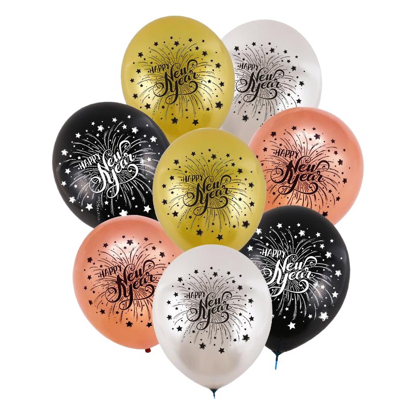 Globos de Látex de Año Nuevo 2025 con Impresión de Feliz Año Nuevo para Centros Comerciales, Decoración de Reuniones Anuales de Año Nuevo, Decoración de Año Nuevo