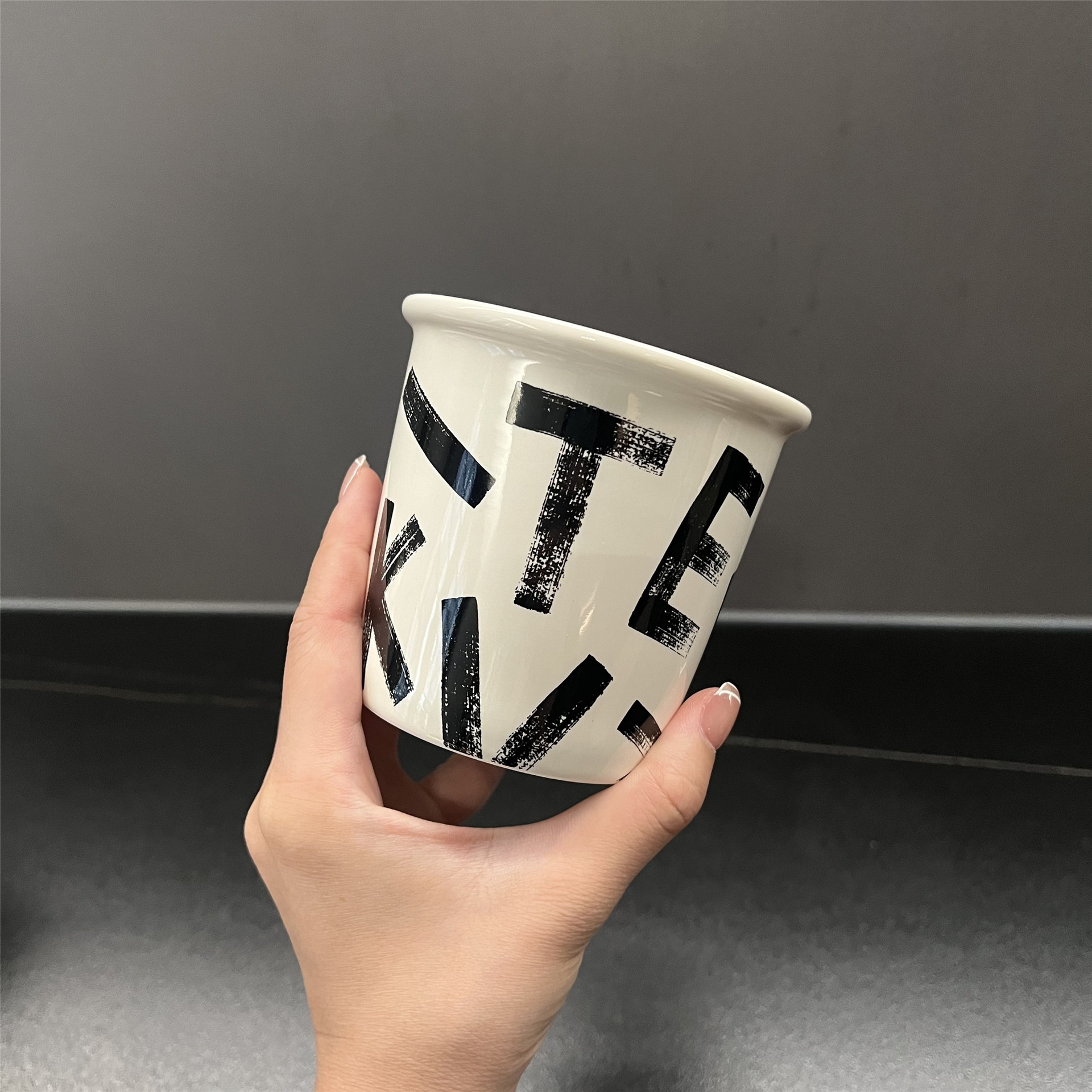 Inglés letras ins tazas de papel estilo de cerámica mano taza de leche adorable taza de café latte taza de café